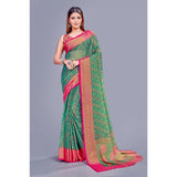 Viscose Rayon printed Rama saree with unstitched blouse, vibrant design for women's ethnic wear