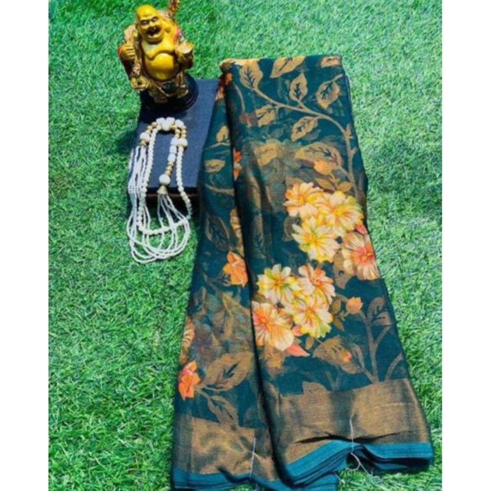 Rama viscose rayon printed saree with unstitched blouse for women, vibrant design showcased on a mannequin