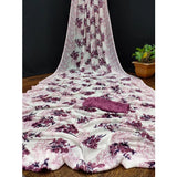 Pink georgette printed saree with unstitched blouse for women