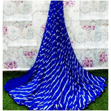 Blue georgette printed saree with unstitched blouse for women