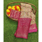 Pink viscose rayon printed saree with unstitched blouse - versatile women's ethnic wear