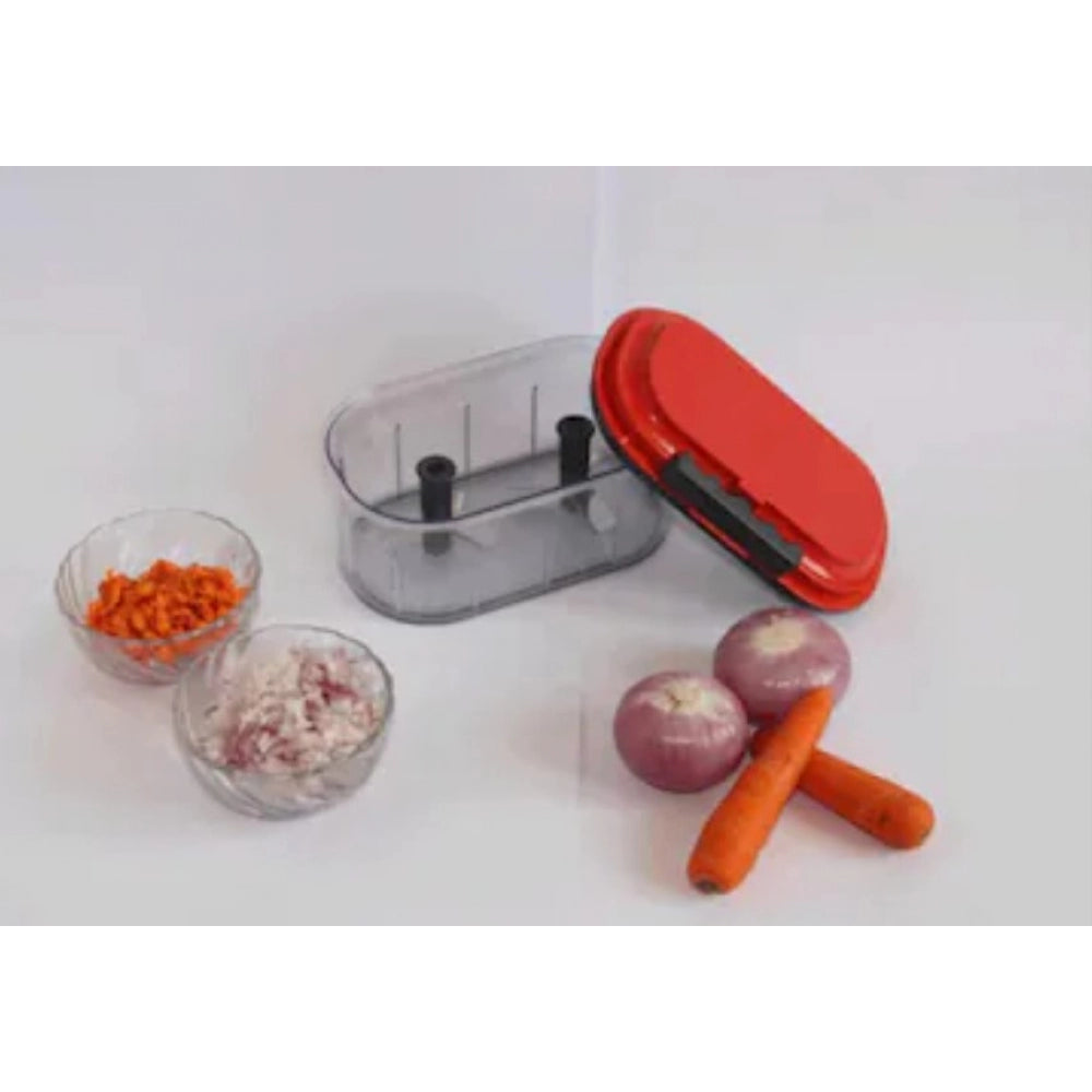 Assorted color Abs plastic vegetable chopper set, ideal for small kitchens, travel & camping, food safe, concealed blades for safety