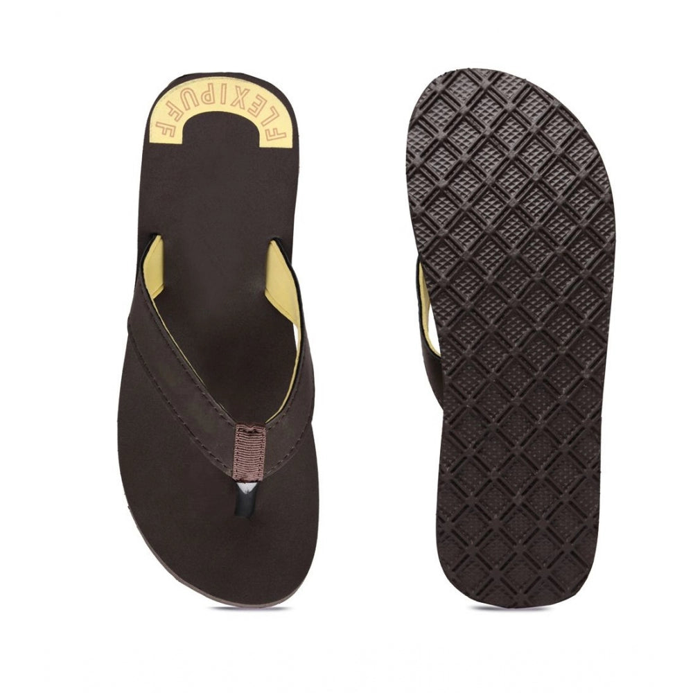 Brown rubber unisex orthopedic slipper & flip flops, comfortable design for casual wear