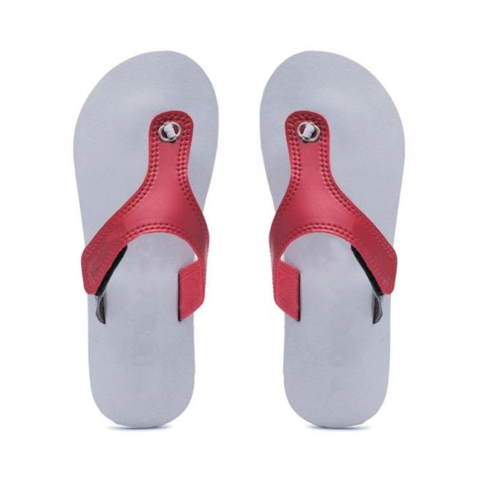 Maroon rubber unisex slip-on lightweight T-style slippers for comfortable indoor wear