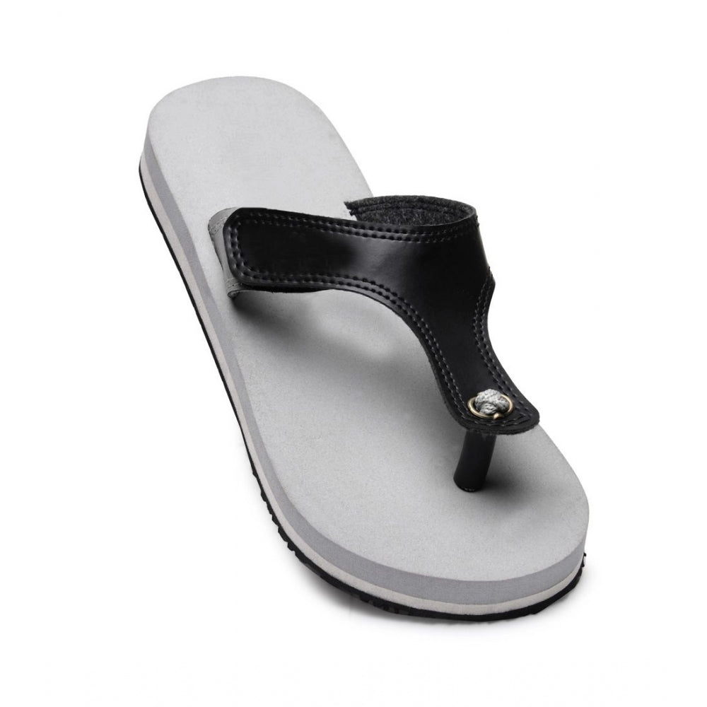Grey rubber unisex lightweight slip-on T-style slippers for casual comfort