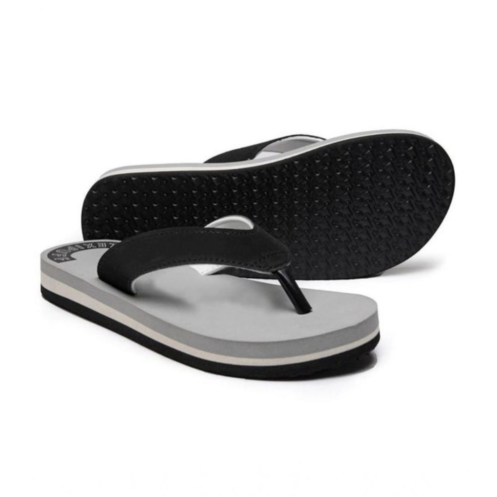 Grey rubber unisex slippers for ultimate comfort - flat heel flip flop style, easy slip-on closure