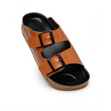Tan cork unisex flip flops - comfortable, fashionable, trendy sandals with buckle closure