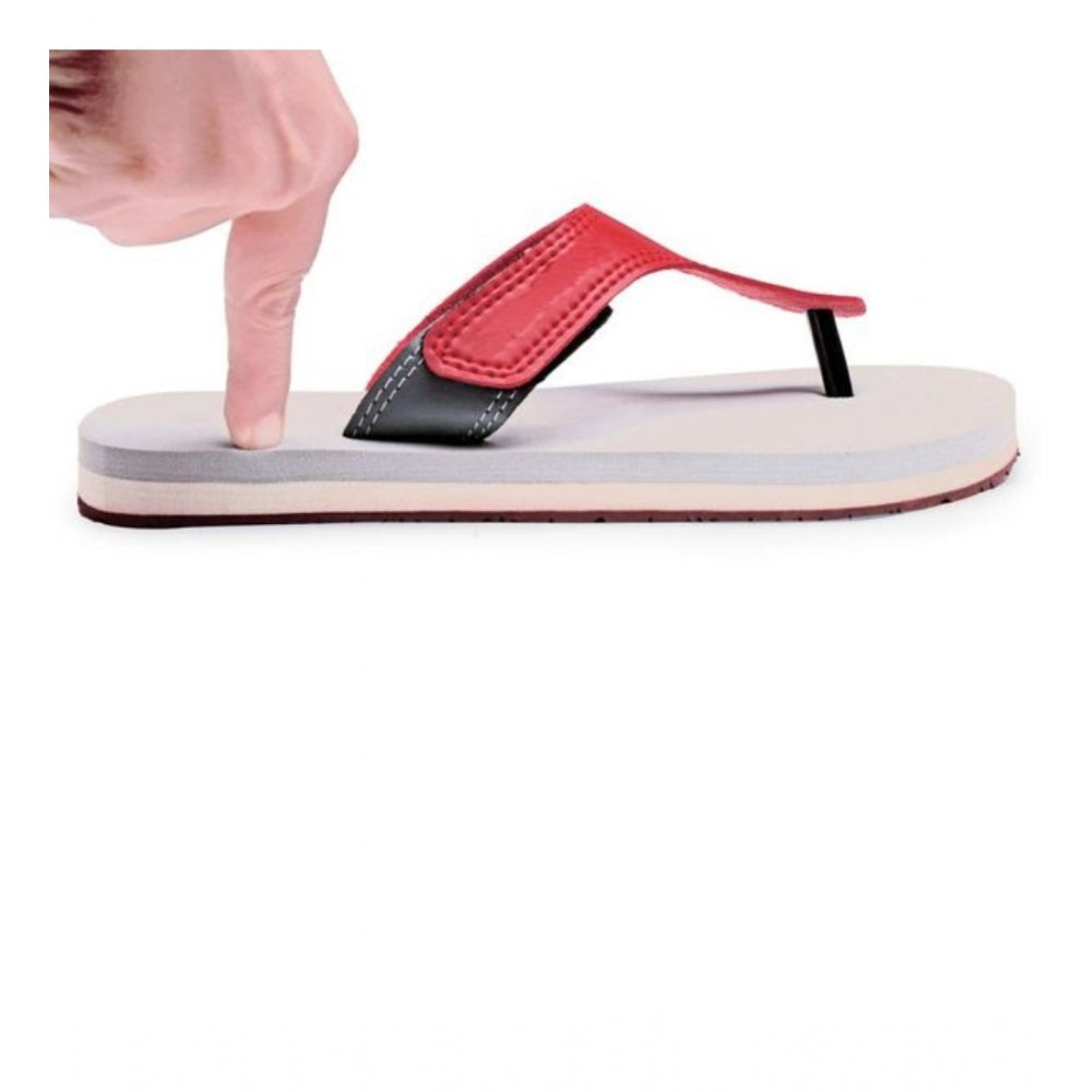 Maroon rubber lightweight unisex T-style slippers - comfortable & easy-to-wear indoor footwear