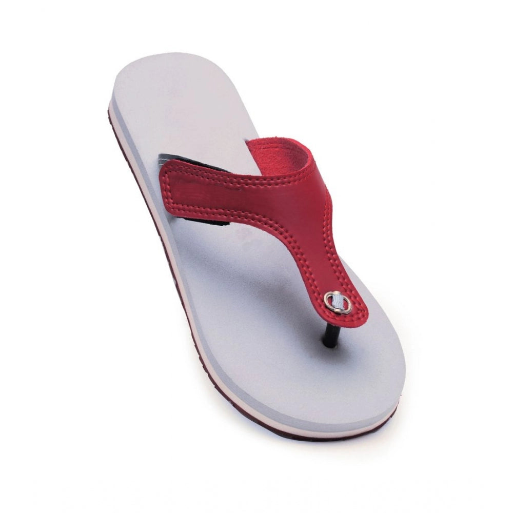 Maroon rubber unisex slip-on lightweight T-style slippers, ideal for casual wear at home or leisure
