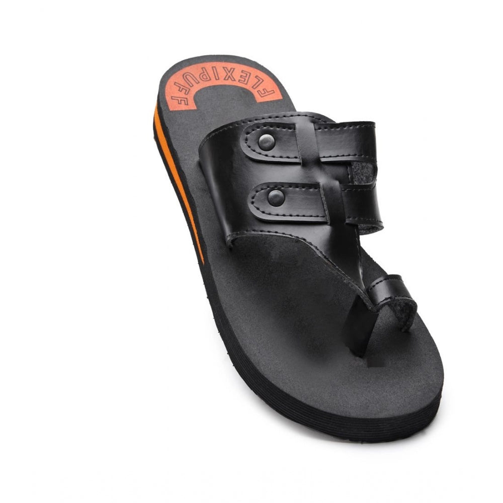 Black rubber unisex slippers for effortless casual style