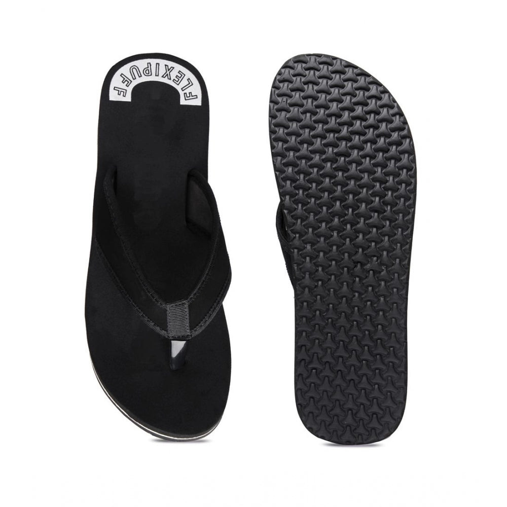 Black rubber unisex slippers for cozy step - lightweight, soft, flip-flop style with slip-on closure
