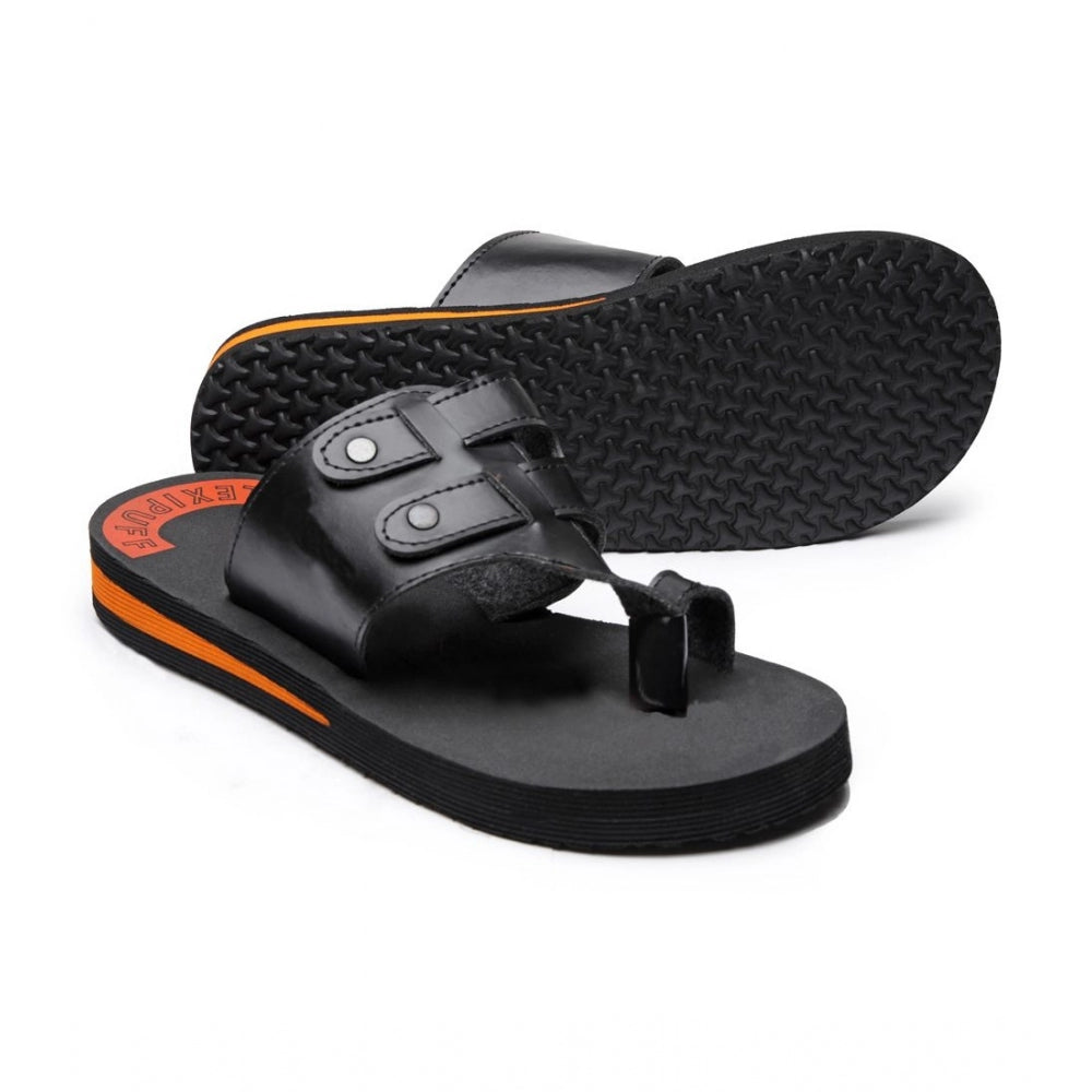Black rubber unisex slippers for effortless casual style, lightweight and slip-on design