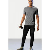 Grey solid polyester men's casual half sleeve crew neck t-shirt for casual wear