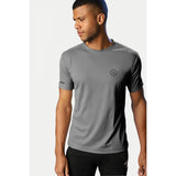 Grey polyester men's casual half sleeve solid crew neck T-shirt for everyday wear