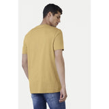 Men's casual half-sleeve solid sand polyester crew neck T-shirt - regular fit, perfect for everyday wear
