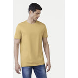 Sand polyester men's casual half sleeve solid crew neck t-shirt, regular fit - versatile clothing for everyday wear