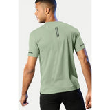 Men's casual half sleeve solid pista polyester crew neck t-shirt with regular fit, ideal for everyday wear