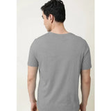 Grey Melange cotton men's casual half sleeve V-neck t-shirt with solid design, ideal for a relaxed fit