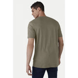 Olive cotton half sleeve printed crew neck men's casual t-shirt with typographic design