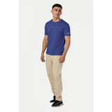 Blue solid polyester men's casual half sleeve crew neck T-shirt with regular fit, suitable for everyday wear