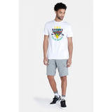 White printed typography men's casual half sleeve crew neck polyester T-shirt - comfortable fit for everyday wear