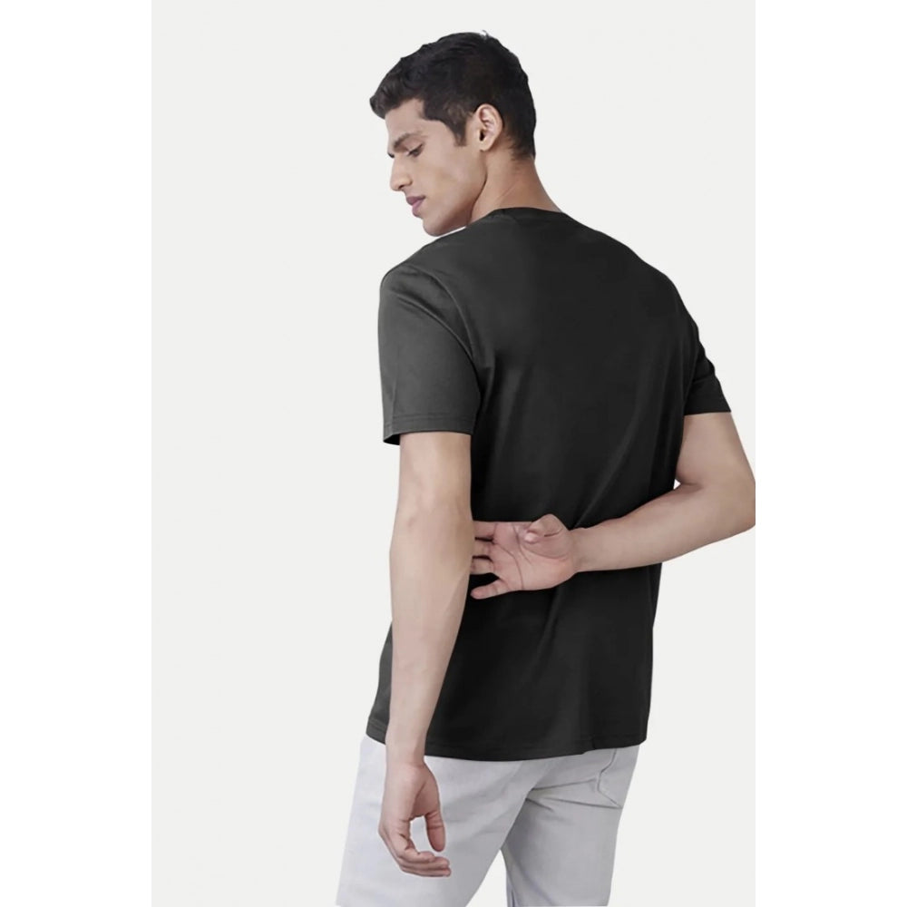 Dark Grey printed cotton men's casual half-sleeve round neck t-shirt with vibrant design, regular fit