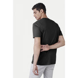 Dark Grey printed cotton men's casual half-sleeve round neck t-shirt with vibrant design, regular fit