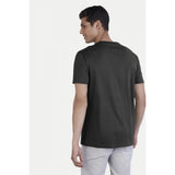 Black cotton men's casual half sleeve typographic print crew neck t-shirt - relaxed fit, fashionable apparel for everyday wear