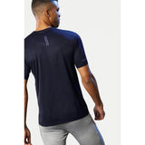 Navy polyester men's casual half-sleeve solid crew neck T-shirt for everyday wear