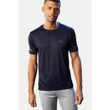 Navy polyester men's casual half sleeve solid crew neck T-shirt - ideal for everyday wear
