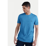 Light Blue Solid Polyester Men's Casual Half Sleeve Crew Neck T-shirt on mannequin