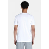 White printed polyester men's casual half sleeve crew neck t-shirt with typographic pattern, suitable for everyday wear