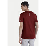 Men's casual maroon polyester half sleeve crew neck t-shirt with regular fit - solid design