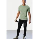 Men's casual half-sleeve solid Pista polyester crew neck T-shirt - regular fit for everyday wear
