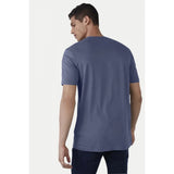 Blue cotton casual half-sleeve printed crew neck T-shirt for men with comfortable fit, featuring vibrant design on chest area