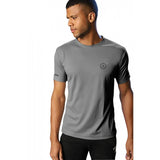 Grey polyester men's casual half sleeve solid crew neck t-shirt for everyday wear