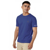 Blue polyester men's casual half sleeve solid crew neck t-shirt - regular fit, ideal for relaxed style