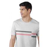 Light grey cotton men's casual half sleeve crew neck T-shirt with regular fit, solid pattern