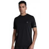 Black polyester men's casual half sleeve crew neck solid t-shirt for everyday wear