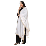 White velvet Gotta Patti dupatta for festive occasions, 2.25-2.50m length