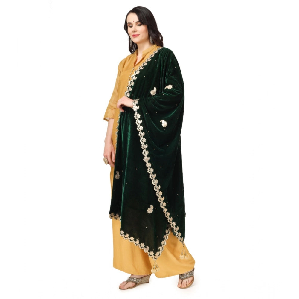Green velvet Gotta Patti dupatta for festive occasions, 2.25-2.50m length
