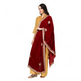 Maroon velvet Gotta Patti dupatta for festive occasions, 2.25-2.50m length