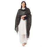 Black cotton embroidered dupatta for festive occasions (length: 2.25-2.50 mtr)