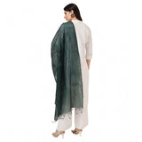 Green cotton embroidered dupatta for festive occasions, 2.25 - 2.50 mtr length