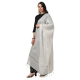 White Chanderi solid dupatta for festive occasions, length 2.25-2.50mtrs