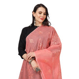 Peach embroidered cotton dupatta (2.25-2.50 mtr), ideal for festive occasions, slight color variation may occur