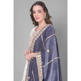 Grey velvet Gotta Patti dupatta for festive occasions, 2.25-2.50 mtr length
