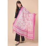 Art silk printed pink dupatta for casual wear, 2.25-2.50m length