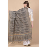 Art silk printed grey dupatta for women, casual occasion, length 2.25-2.50 mtr