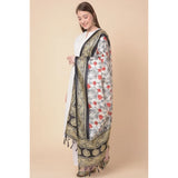 Art silk printed black dupatta for women, casual occasion, length 2.25-2.50 mtr